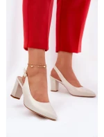 Pohodlné lodičky na podpatku Sergio Leone SK162 perlové