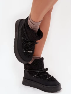 Dámské Sněhule Na Platformě S Kožíškem Typu Beránek Big Star SS274109 Černé