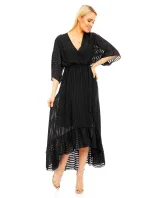 Lehké dámské šaty s asymetrickou sukní černé - Černá - LULU&LOVE