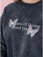 Dámská oversize mikina s vázáním v barvě motýla SPARKI námořnická modrá FashionStreet BY1403