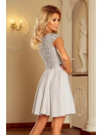 Světle šedé dámské šaty s krajkou model 5998787 Světle šedé dámské šaty s krajkou model 5998787