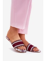Vzory Ploché Sandály Dámské Bordó Leysi