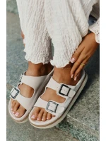 Dámské Semišové Pantofle S Přezkami Béžové D.Franklin DFSH405001