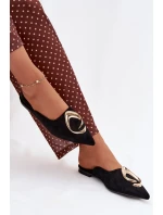 Dámské pantofle Mule s ozdobným zlatým detailem Černé Galvella