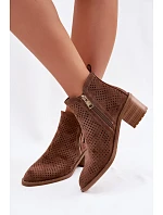 Dámské perforované kotníkové boty Vinceza 58621 Hnědé