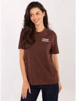 Tričko D12022AH02645V tmavě hnědé