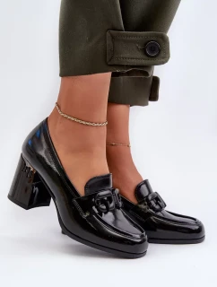 Dámské boty na vysokém podpatku, patentovaná černá D&A