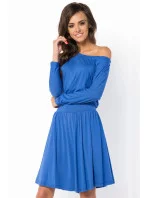 Letní šaty dámské ve volném střihu značkové středně dlouhé modré - Modrá - Makadamia Letní šaty dámské ve volném střihu značkové středně dlouhé modré - Modrá - Makadamia