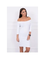 Dámské mini vroubkované šaty 8974 Bílá - K-Fashion Dámské mini vroubkované šaty 8974 Bílá - K-Fashion