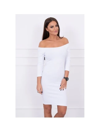 Dámské mini vroubkované šaty 8974 Bílá - K-Fashion Dámské mini vroubkované šaty 8974 Bílá - K-Fashion