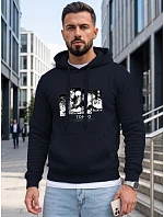 Pánská mikina s kapucí a potiskem TOKYO, tmavě modrá, FashionStreet NX5146BX