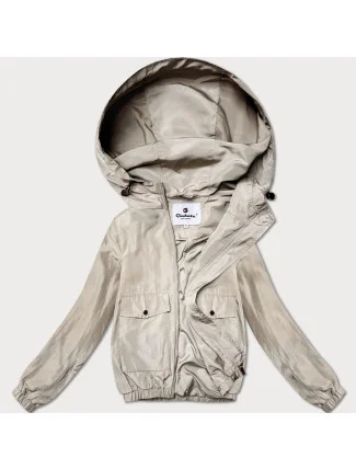 Světle béžová tenká krátká dámská bunda s podšívkou Glakate (LU98017#) Světle béžová tenká krátká dámská bunda s podšívkou Glakate (LU98017#)