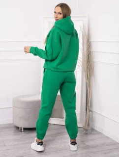 Hřejivá souprava s mikinou vázanou v dolní části zelené barvy