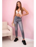 Dámský bavlněný top s výstřihem a zlatým akcentem pudrově růžový