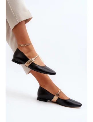 Dámské kožené baleríny na plochém podpatku Laura Messi 2774 černé Dámské kožené baleríny na plochém podpatku Laura Messi 2774 černé