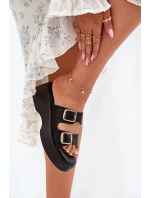 Dámské Klapky Na Klínu A Platformě S Přezkami Černé Nitarelia