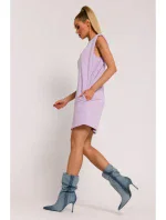 M789 Mini šaty s vycpávkami na ramenou - fialové