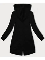 Černá dlouhá dámská rozepínací mikina s kapucí LHD (AMG-693A) Černá dlouhá dámská rozepínací mikina s kapucí LHD (AMG-693A)