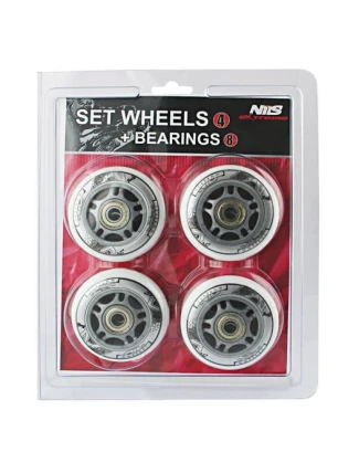 PU 72x24 82A BÍLÁ (4 ks) + ABEC-7 (8 ks) NILS EXTREME KIT