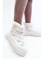 Dámské sněhule na platformě s vázáním bílé Fleure
