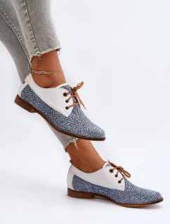 Dámské Kožené Polobotky Na Ploché Podrážce Maciejka 06461-17 Modré