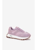 Semišové Sneakersy Na Platformě Dámské Big Star RR274900 HI-POLY SYSTEM Fialové