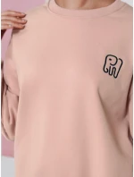 Dámská oversize mikina s výšivkou SOFTSLON růžová FashionStreet BY1432