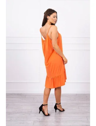 Šaty s tenkými ramínky tmavě meruňkové barvy Šaty s tenkými ramínky tmavě meruňkové barvy