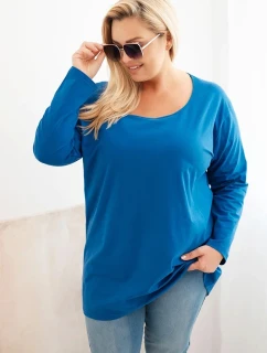 Dámská blůza Plus Size s lodičkovým výstřihem chabrová