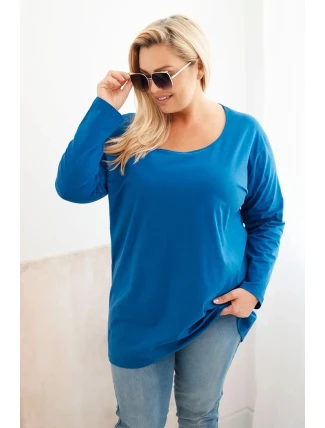 Dámská blůza Plus Size s lodičkovým výstřihem chabrová