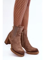 Kůže Botky Na Sloupku Hnědé Liresa
