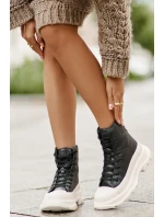 Kožené Zateplené Tenisky Na Masivní Platformě Big Star OO274A599 Černé