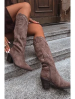 Dámské kozaki na podpatku z eko semiše khaki Coretta Dámské kozaki na podpatku z eko semiše khaki Coretta