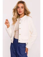M807 Oříznuté medvídkové sako - ecru barva M807 Oříznuté medvídkové sako - ecru barva