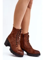 Dámské šněrovací kozačky na vysokém podpatku hnědé Lunielle Dámské šněrovací kozačky na vysokém podpatku hnědé Lunielle