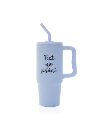 TEXT NA PŘÁNÍ - světle modrý cestovní termohrnek 900 ml TEXT NA PŘÁNÍ - světle modrý cestovní termohrnek 900 ml