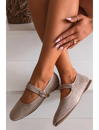 Baleríny s páskem a zlatým sponou Béžové Kelisa Baleríny s páskem a zlatým sponou Béžové Kelisa