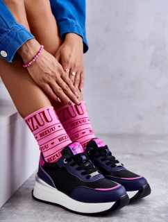 Dámská sportovní obuv na klínku GOE černé a Námořnická modrá