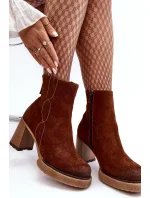 Semišové dámské kozačky na vysokém podpatku Hnědá Lemar Remilda Semišové dámské kozačky na vysokém podpatku Hnědá Lemar Remilda