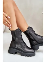 Kožené Zateplené Kotníkové Boty Workery Dámské Big Star Černé