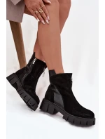 Dámské zateplené kotníkové boty z přírodního semiše D&A – černé