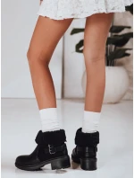 Dámské kozačky s ovčí kůží černé FashionStreet ZY1250