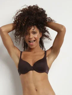 Dámská hladká vyztužená podprsenka DIM INVISIFREE PADDED BRA - DIM - hnědá