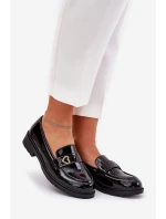 Lakovane Dámské Mokasíny Se Srdíčkem Černé S.Barski HY51-379