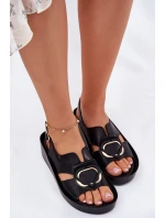 Kožené Dámské Sandály Na Klínku S.Barski KV51-031 Černé
