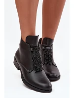 Zateplené dámské kotníkové boty na ploché podešvi S.Barski HY42-713 Černé