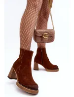 Semišové dámské kozačky na vysokém podpatku Hnědá Lemar Remilda Semišové dámské kozačky na vysokém podpatku Hnědá Lemar Remilda