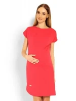 Dámské těhotenské šaty 1629 Korál červená - PeeKaBoo