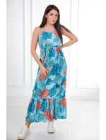 Šaty s motivem listů v mátové barvě