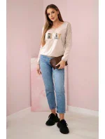 Dámská mikina s flitrovým nápisem béžový